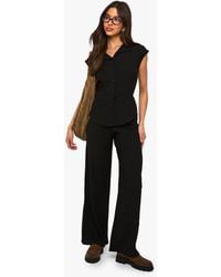 Boohoo - Textured Cinched Waist Cap Sleeve Top & Trouser Co Ord - Lyst