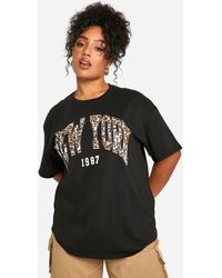 Boohoo - Plus Leopard New York Oversized T-Shirt - Lyst