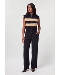 Karen Millen - Stripe Viscose Blend High Neck Knitted Tank Top - Lyst