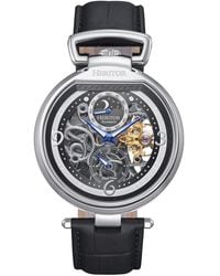 Heritor - Lincoln Leather-Band Skeleton Watch With Moon Phase - Lyst