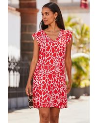 Sosandar - Morocco Print Flutter Sleeve Shift Dress - Lyst