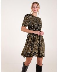 Blue Vanilla - Shirred Front Puff Sleeve Mini Dress - Lyst