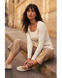 Roman - Square Neck Ribbed Knit Top - Lyst