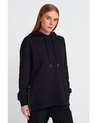 Dilvin - Oversized Cotton Zip-Front Hooded Sweatshirt - Lyst