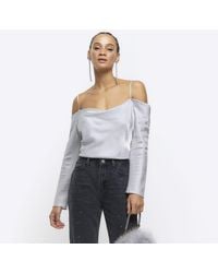 River Island - Top Cold Shoulder Long Sleeve Viscose - Lyst
