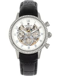 Empress - Beatrice Automatic Skeleton Dial Leather-Band Watch W/Day/Date - Lyst