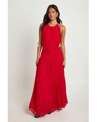 Boohoo - High Neck Dropped Waist Backless Halter Maxi Dress - Lyst