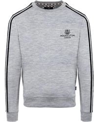 Aquascutum - Crew Neck Ribbed Collar Long Sleeve Sweatshirt - Lyst