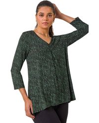 Roman - Spot Print Pleat Front Tunic Top - Lyst