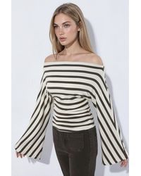 Hiccup - Striped Boat Neck Long Sleeve T-Shirt - Lyst