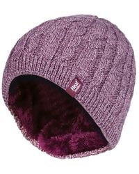 Heat Holders - Ribbed Cable Knit Fleece Lined Thermal Knitted Beanie Hat - Lyst