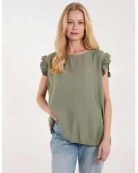 Blue Vanilla - Button Back Frill Shoulder Top - Lyst