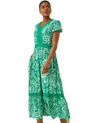 Roman - Paisley Lace Trim Maxi Dress - Lyst