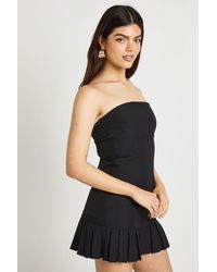 Boohoo - Tailored Bandeau Mini Dress With Pleated Skirt - Lyst
