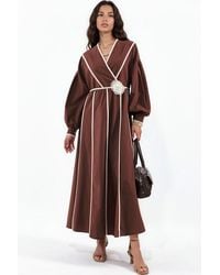 Msn-Collection - Belted Striped Maxi Dress - Lyst
