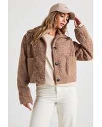 Boohoo - Wool Look Collared Button Up Pocket Detail Jacket - Lyst