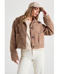 Boohoo - Wool Look Collared Button Up Pocket Detail Jacket - Lyst