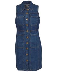 Warehouse - Denim Sleeveless Shirt Dress - Lyst