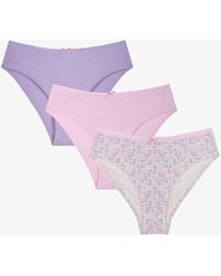 Penti - 3-Pack Mid-Waist Floral Cotton Hipster Briefs - Lyst