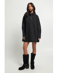 Boohoo - Petite Long Sleeve Denim Dress - Lyst