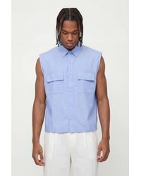 BoohooMAN - Oversized Boxy Stripe Sleeveless Shirt - Lyst