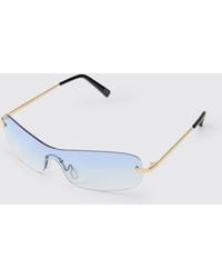 BoohooMAN - Rimless Tinted Metal Frame Sunglasses - Lyst