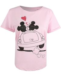Disney - Ladies Mickey & Minnie Mouse Hearts T-Shirt (Light) Cotton - Lyst