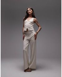 Nia - Sage Linen Wide Leg Trousers - Lyst