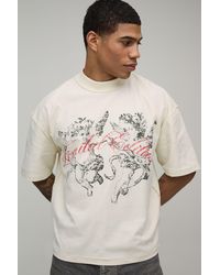 BoohooMAN - Oversized Boxy Extended Neck Exposed Seam Cherub T-Shirt Cotton - Lyst