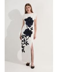 Karen Millen - Premium Summer Embellished Applique Tailored Maxi Dress - Lyst