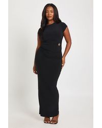 Boohoo - Plus Ruched Waist Trim Detail Cap Sleeve Maxi Dress - Lyst