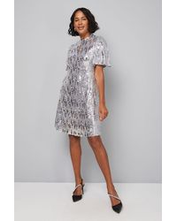 Wallis - Sequin High Neck Shift Dress - Lyst