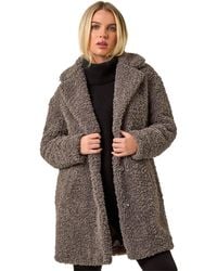 Roman - Petite Teddy Longline Coat - Lyst