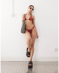 Motel - Farida Hibiscus Print Bikini Bottoms - Lyst