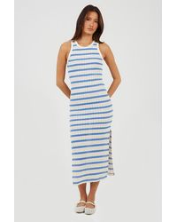 Brave Soul - Striped Sleeveless Knit Look Maxi Dress - Lyst