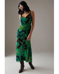 Warehouse - Premium Burnout Cowl Neck Strappy Midi Slip Dress - Lyst