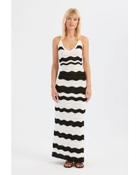 Hiccup - Striped V Neck Side Slit Maxi Dress - Lyst