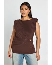 Boohoo - Plus Drape Trim Detail Top - Lyst