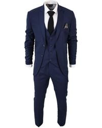TruClothing - Im1 Klassiek Effen Marineblauw 3-delig Pak - Lyst