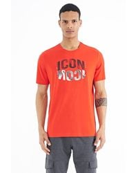 TOMMY LIFE - Printed Crew Neck T-Shirt With Patch - Lyst