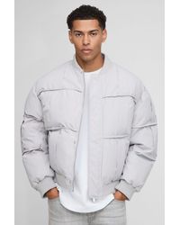BoohooMAN - Oversized Fit Pleated Panel Bomber Jacket - Lyst