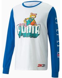 PUMA - X 2K Langarm Crew Crew Hals Blau Herren Baumwolltop 532921 01 - Lyst