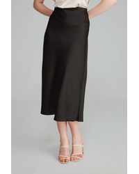 GUSTO - Satin Asymmetric Midi Skirt - Lyst