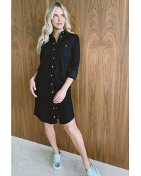 Sosandar - Denim Popper Front Relaxed Fit Shirt Dress Cotton - Lyst