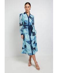 PRINCIPLES - Organza Volume Sleeve Midi Dress - Lyst
