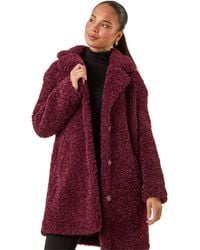 Roman - Petite Teddy Longline Coat - Lyst