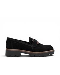 Tamaris - Zwarte Suède Leren Loafer Casual Schoenen - Lyst