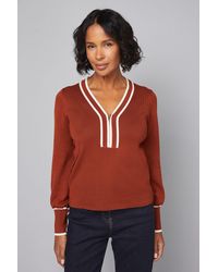 Wallis - Zip Front Tipped Knitted Top - Lyst