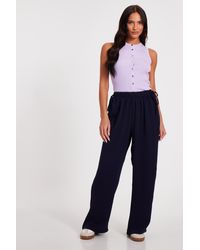 Quiz - Tie Waist Palazzo Trousers - Lyst