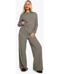 Boohoo - Maternity Rib Tie Waist Stripe Pants - Lyst
